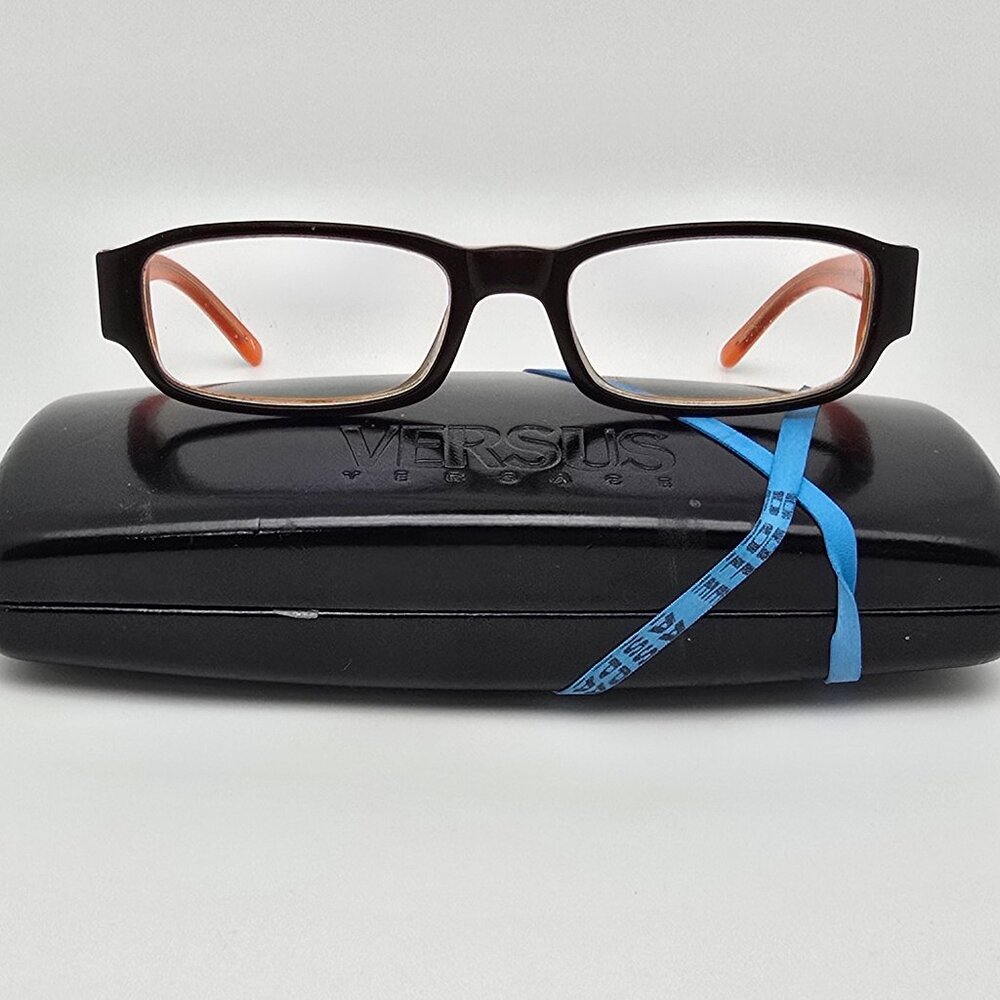 Versus Mod. 8032 677 Brown on Crystal Orange Eyeglasses Frame w/ Case 49-17-140 - Picture 1 of 15